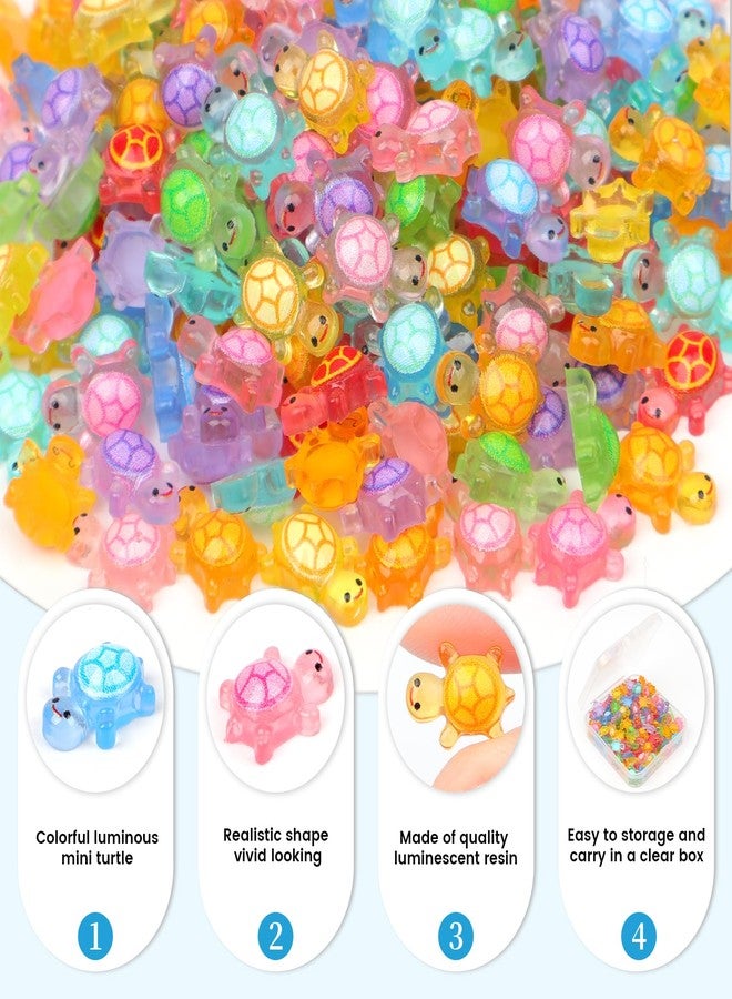 Yonseng 200pcs Mini Resin Turtles Luminous Tiny Turtle for Crafts Dollhouse Miniatures Mini Resin Things Animals for Fairy Garden Micro Landscaping Decoration Home Decor, 10 Colors(0.31 * 0.47inch，Medium) - Image 2